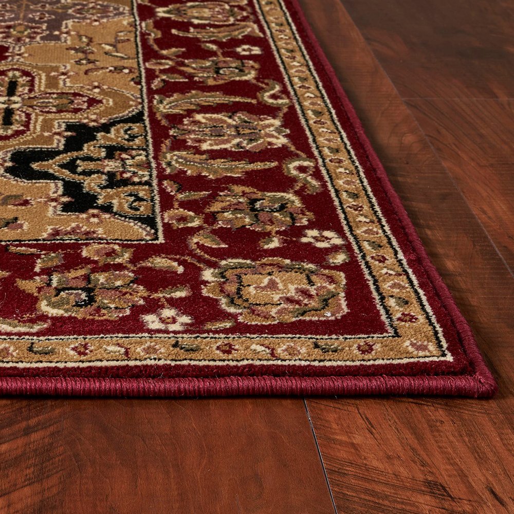 7' Red Orange And Black Quatrefoil Octagon Rug