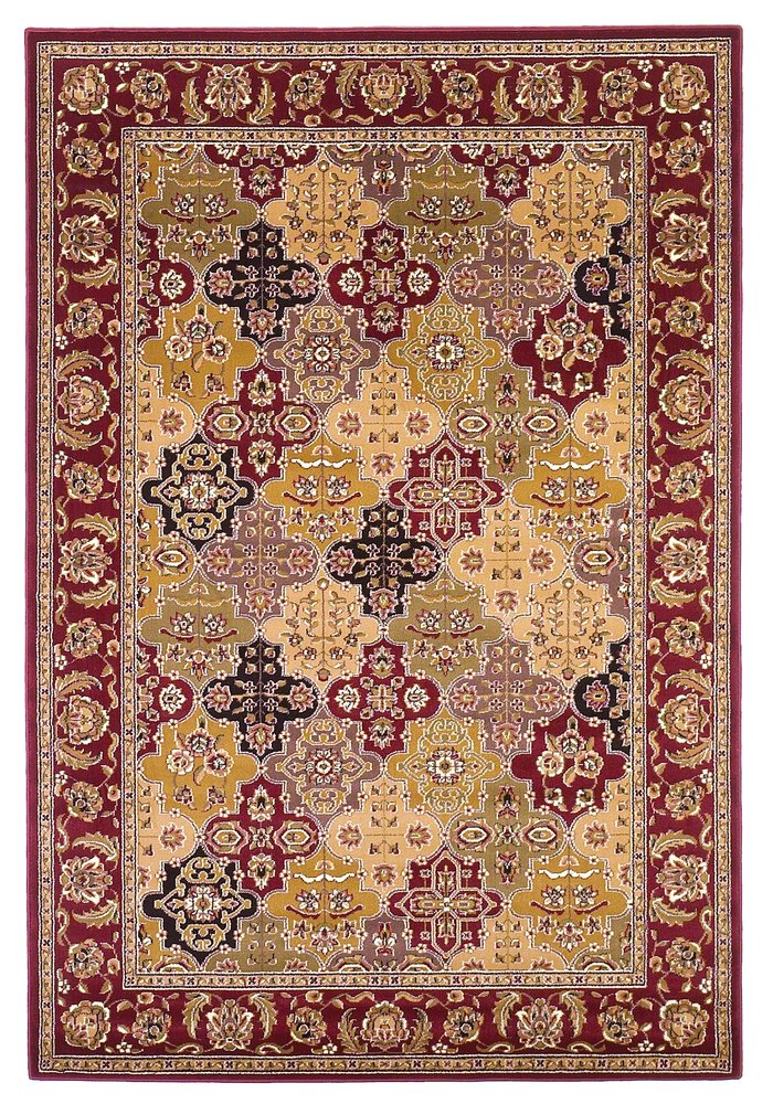 7' Red Orange And Black Quatrefoil Octagon Rug