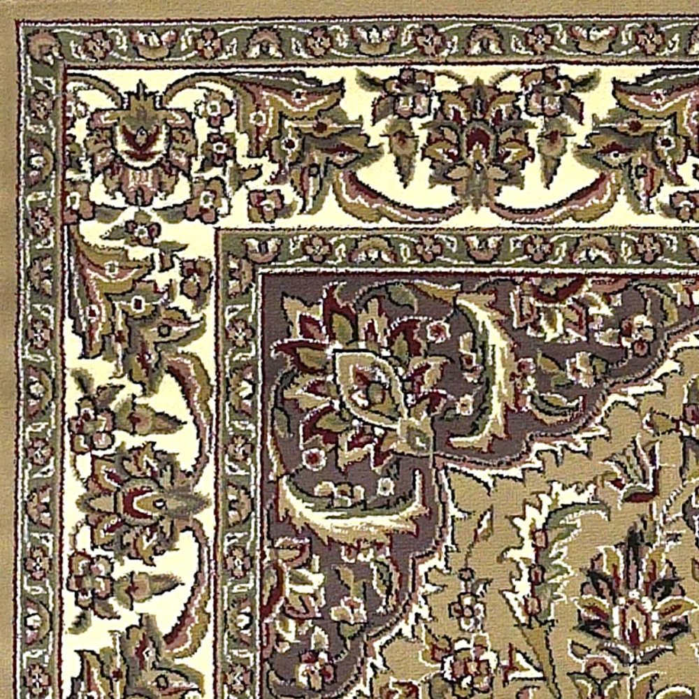 8' Beige And Ivory Floral Medallion Octagon Rug