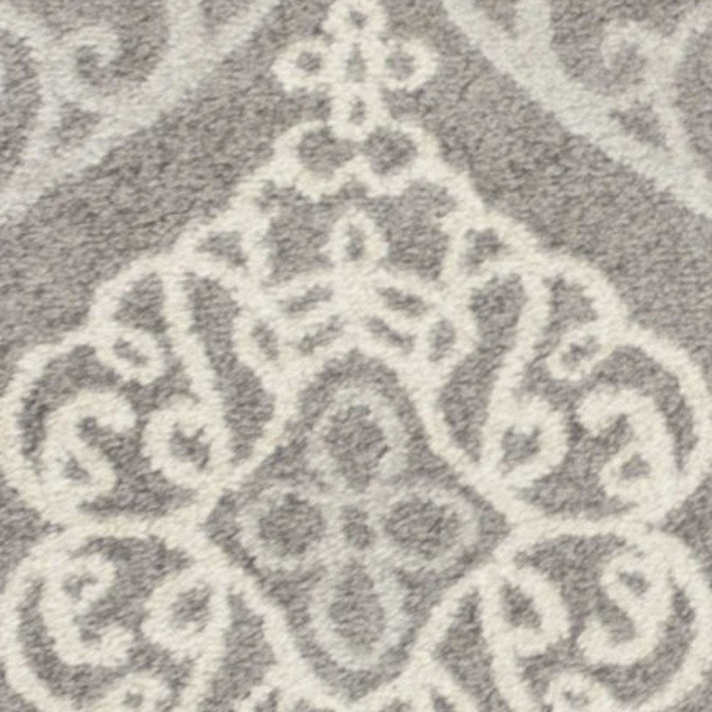 7' X 11' Silver Geometric Mosaic Uv Treated Indoor Area Rug