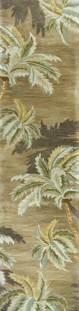4' X 6' Moss Green And Yellow Wool Tropical Botanical Hand Tufted Area Rug