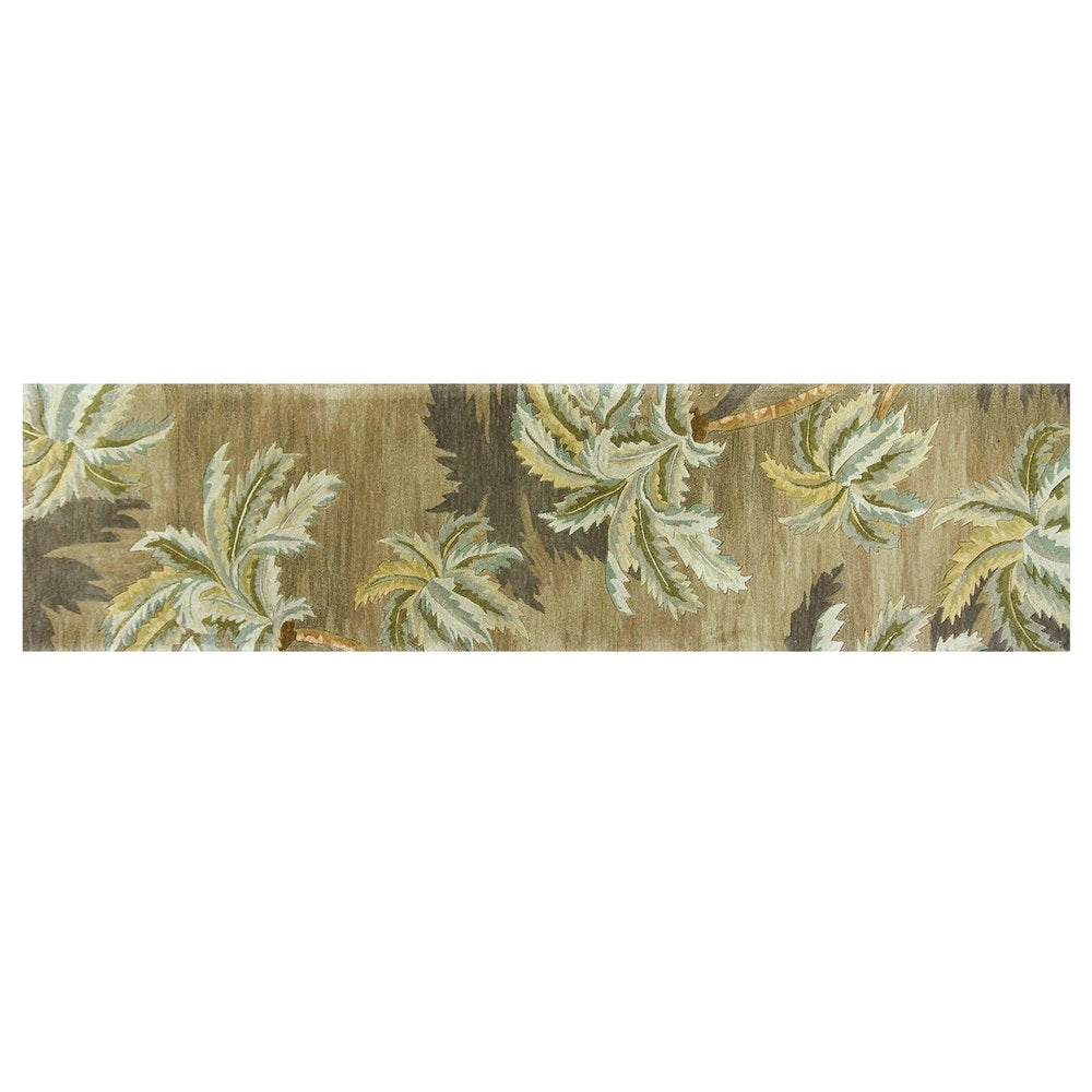 4' X 6' Moss Green And Yellow Wool Tropical Botanical Hand Tufted Area Rug