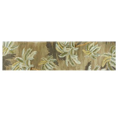 4' X 6' Moss Green And Yellow Wool Tropical Botanical Hand Tufted Area Rug