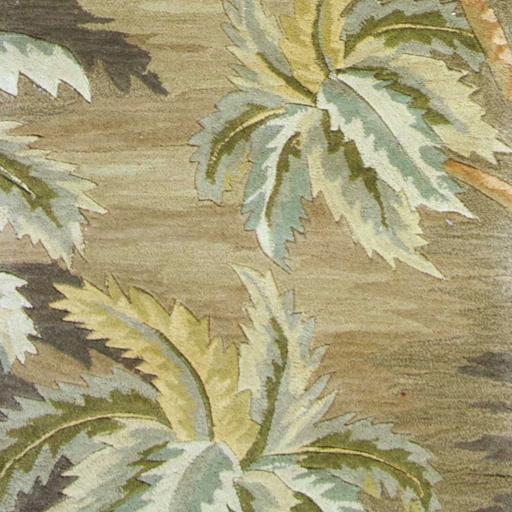 4' X 6' Moss Green And Yellow Wool Tropical Botanical Hand Tufted Area Rug