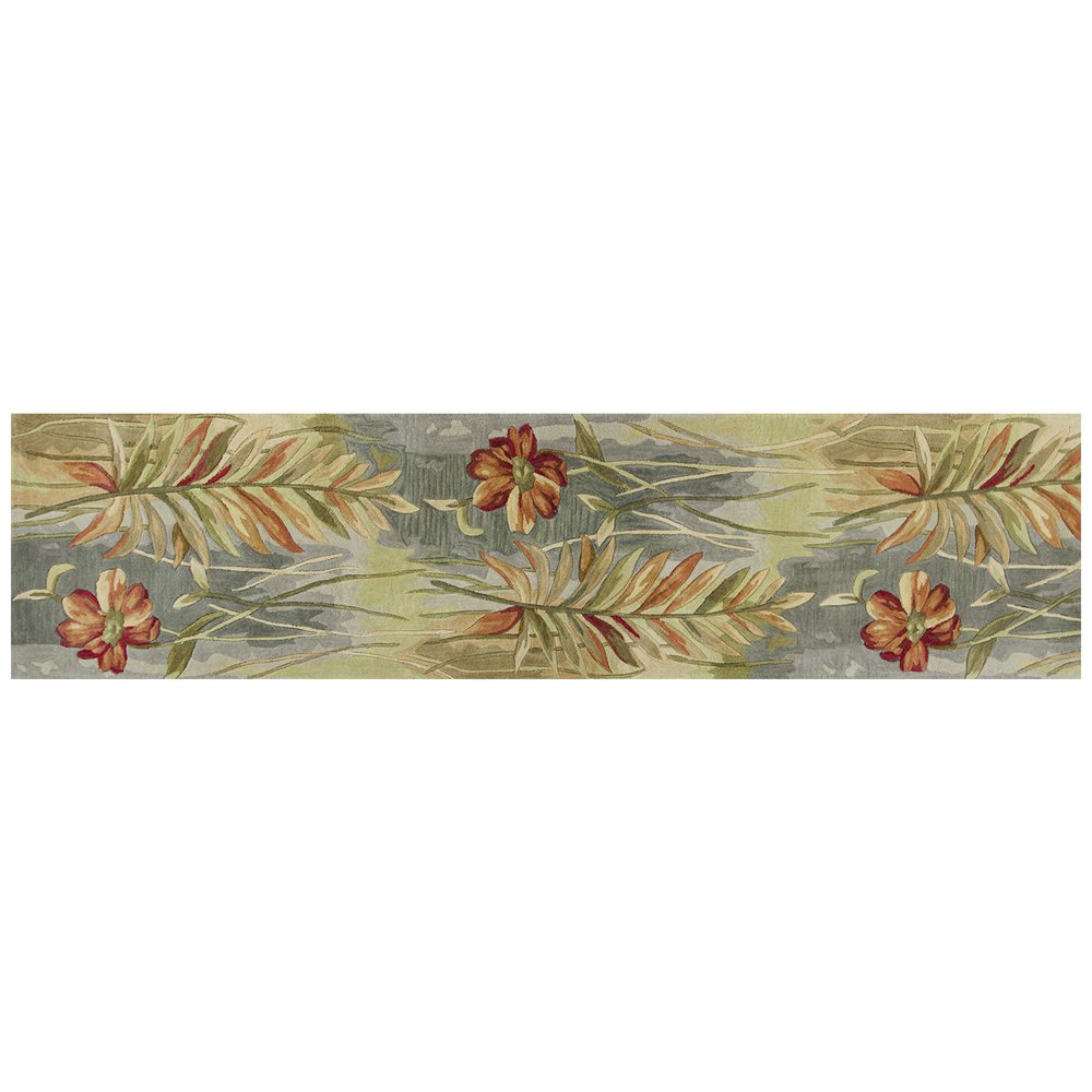 4' X 6' Blue And Green Wool Tropical Botanical Hand Tufted Area Rug