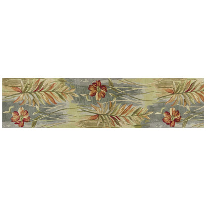 4' X 6' Blue And Green Wool Tropical Botanical Hand Tufted Area Rug