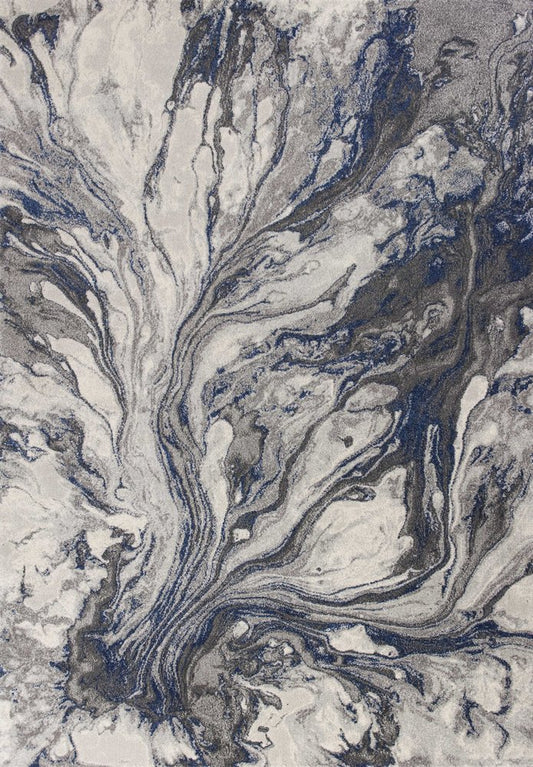 6' X 9' Blue And Gray Abstract Area Rug