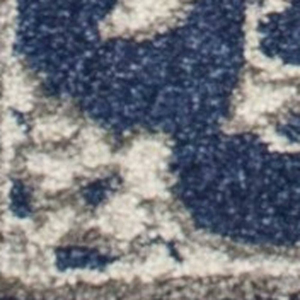 2' X 3' Blue And Ivory Floral Medallion Area Rug