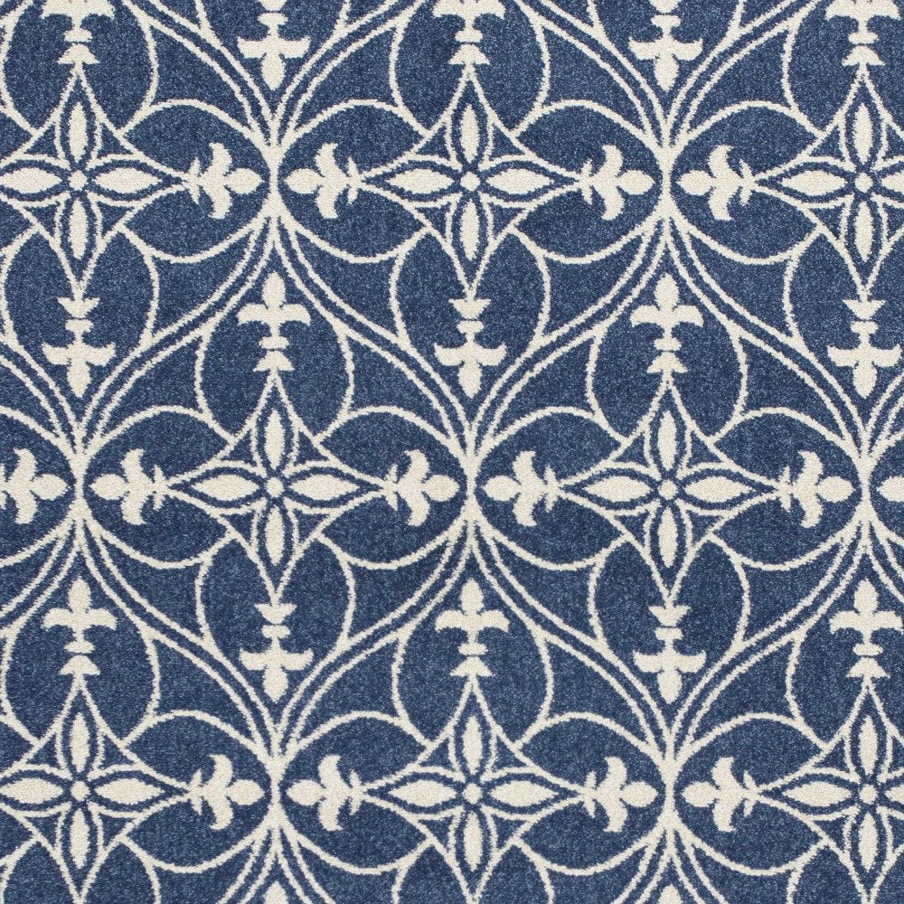 2' X 3' Blue And Ivory Floral Medallion Area Rug