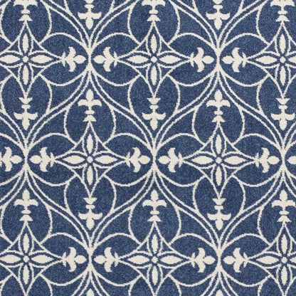 2' X 3' Blue And Ivory Floral Medallion Area Rug