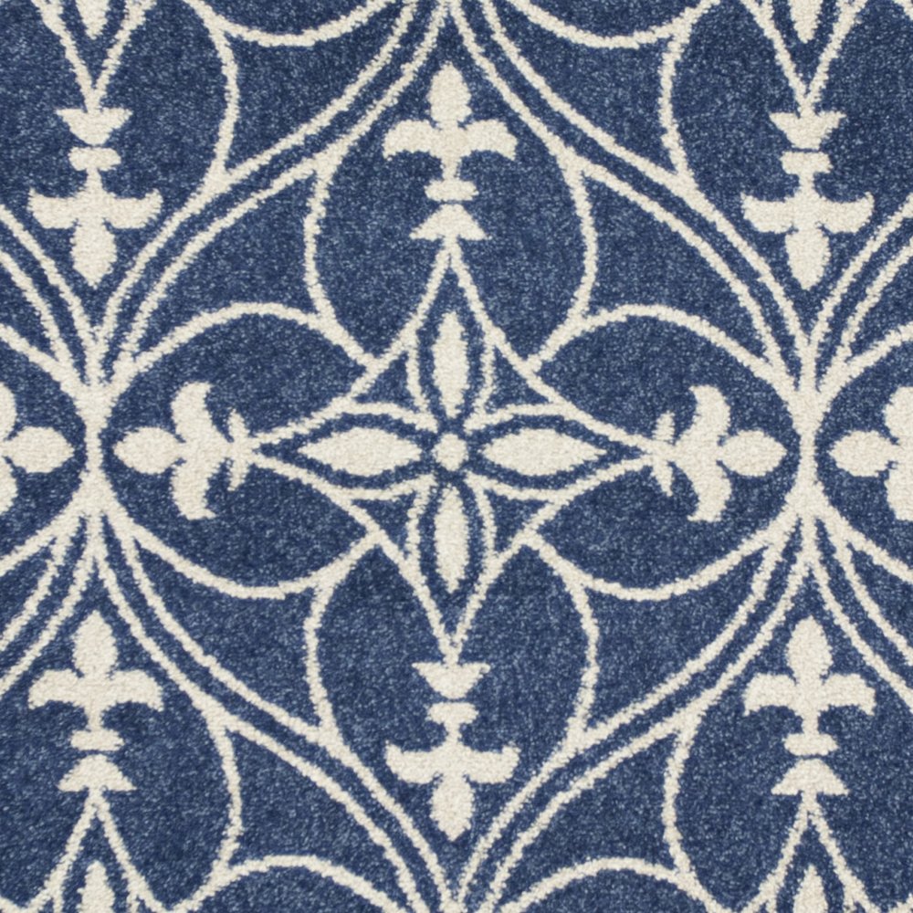 2' X 3' Blue And Ivory Floral Medallion Area Rug