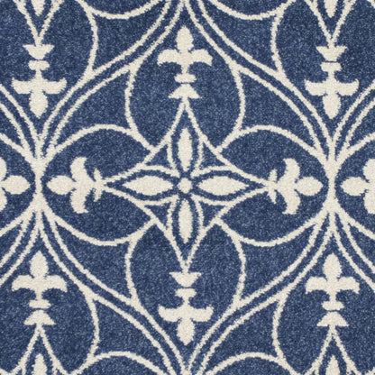 2' X 3' Blue And Ivory Floral Medallion Area Rug