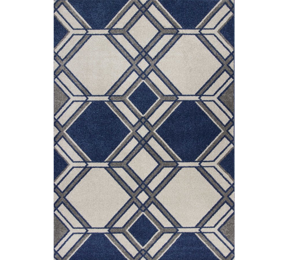 2' X 3' Blue Ivory And Gray Geometric Area Rug