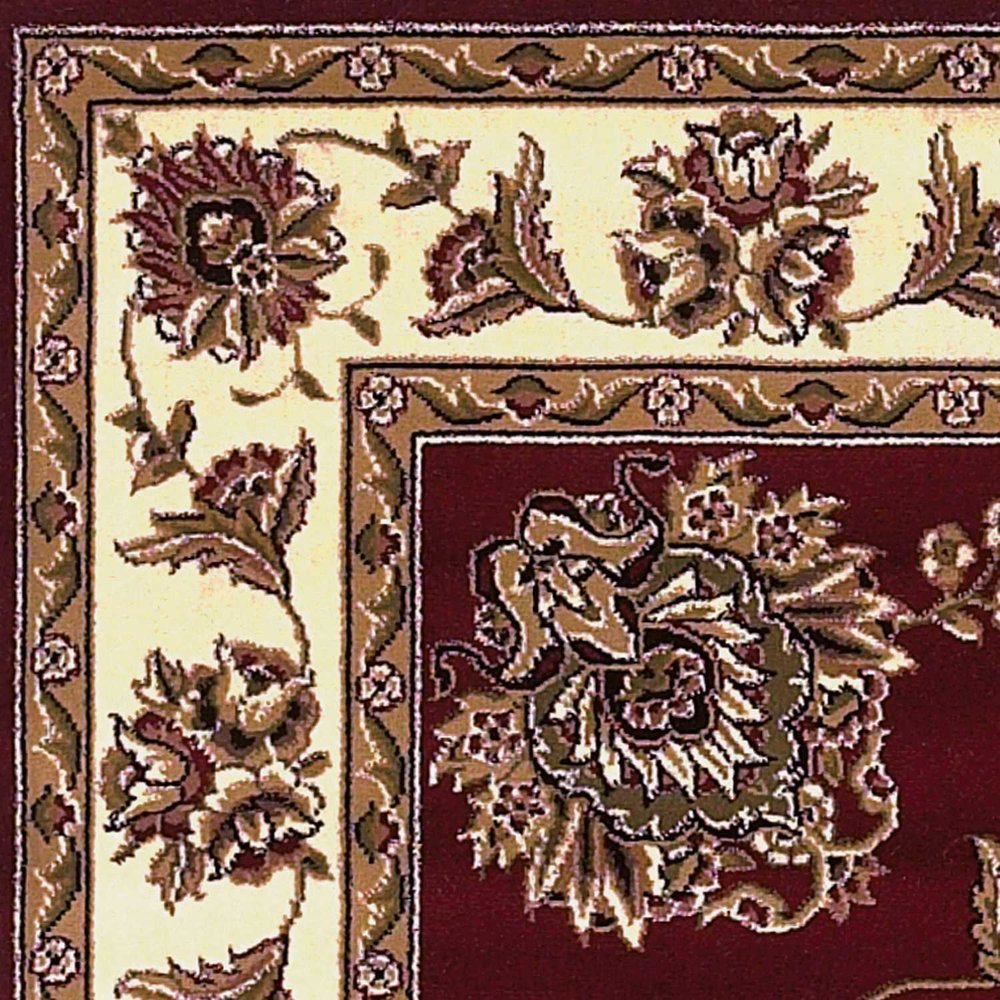 2' X 3' Red And Ivory Floral Medallion Area Rug