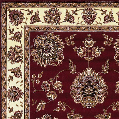 2' X 3' Red And Ivory Floral Medallion Area Rug