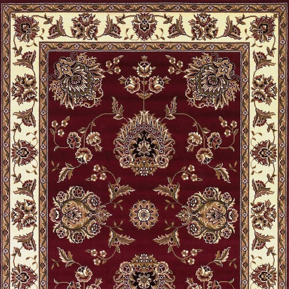 2' X 3' Red And Ivory Floral Medallion Area Rug