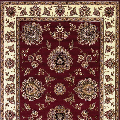 2' X 3' Red And Ivory Floral Medallion Area Rug