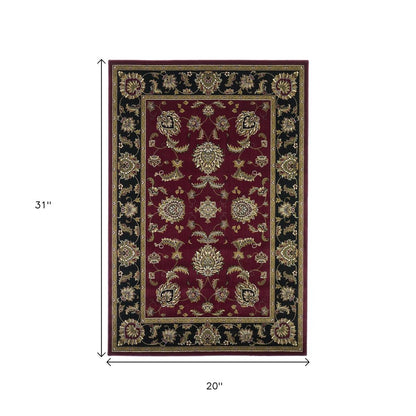 10' X 13' Red Black And Gold Floral Medallion Area Rug