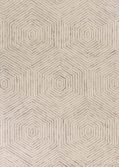 2' X 4' Sand And Beige Wool Geometric Hand Tufted Area Rug