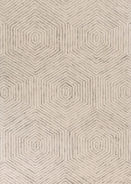 2' X 4' Sand And Beige Wool Geometric Hand Tufted Area Rug