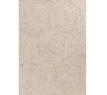 2' X 4' Sand And Beige Wool Geometric Hand Tufted Area Rug