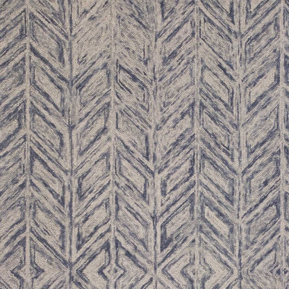 2' X 4' Blue And Beige Wool Chevron Hand Tufted Area Rug
