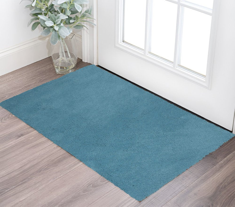 8' X 10' Blue Shag Hand Woven Area Rug
