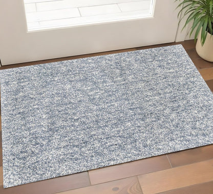 8' Slate Blue And Ivory Abstract Hand Woven Round Rug
