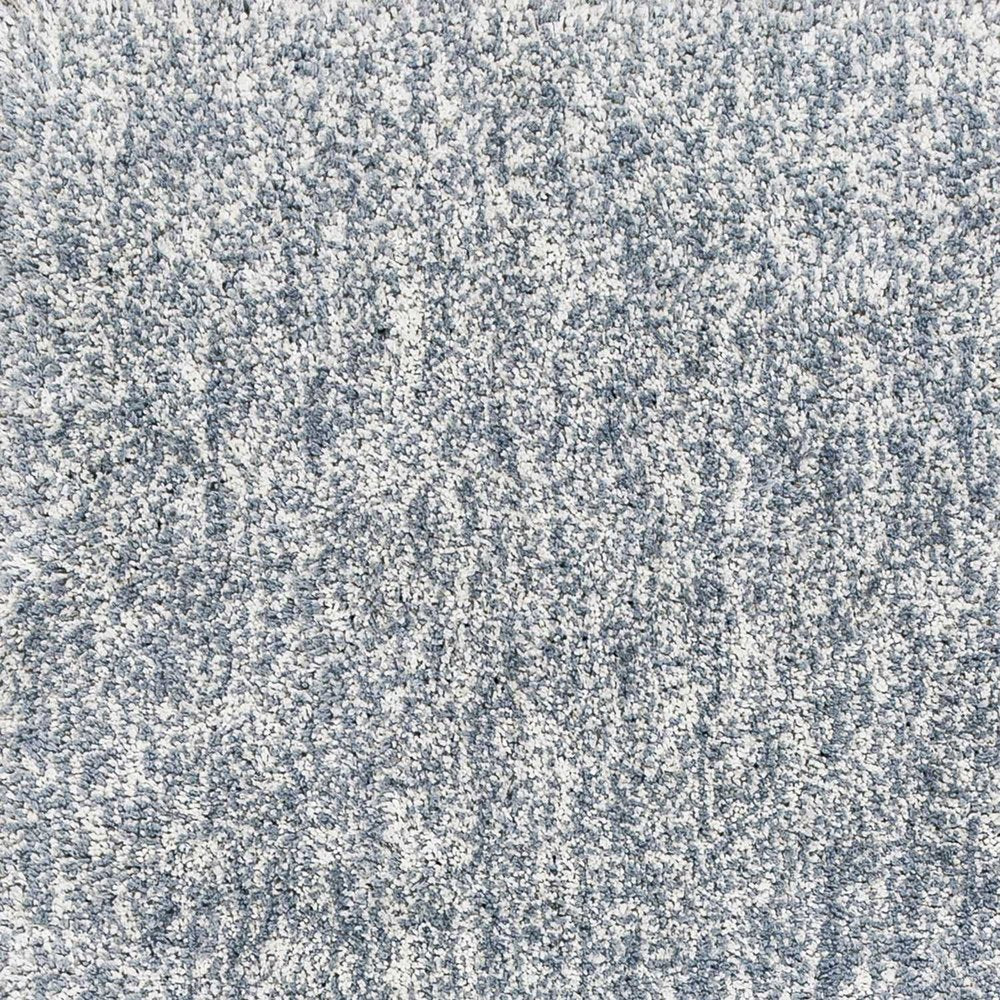 8' Slate Blue And Ivory Abstract Hand Woven Round Rug