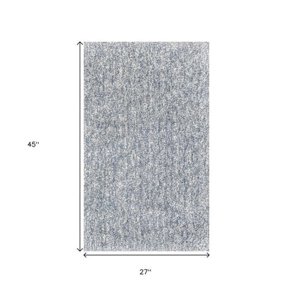 8' Slate Blue And Ivory Abstract Hand Woven Round Rug