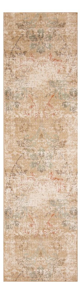 7' Champagne And Beige Damask Round Rug