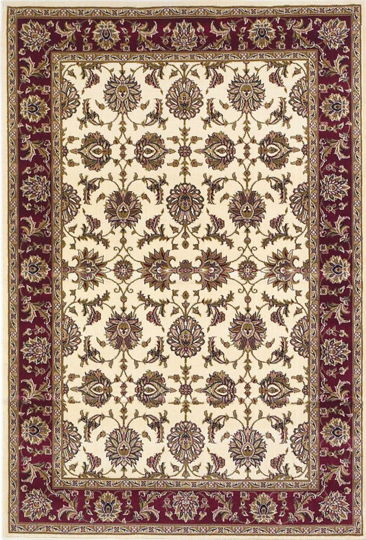 3' X 5' Red Ivory And Brown Floral Medallion Area Rug