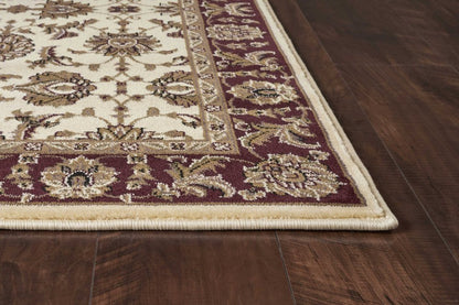 3' X 5' Red Ivory And Brown Floral Medallion Area Rug