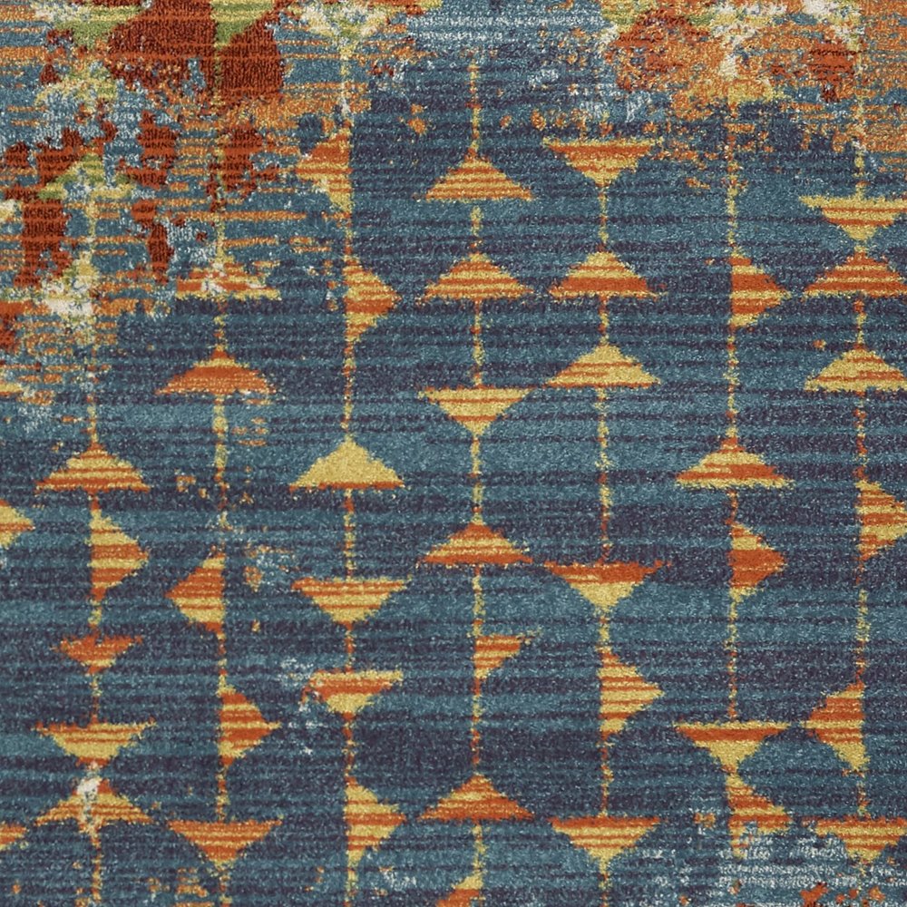 3' X 5' Blue Red And Orange Abstract Area Rug