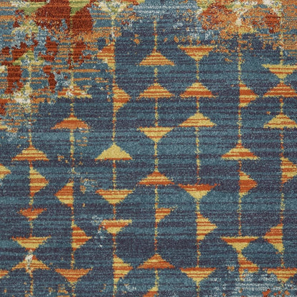 3' X 5' Blue Red And Orange Abstract Area Rug