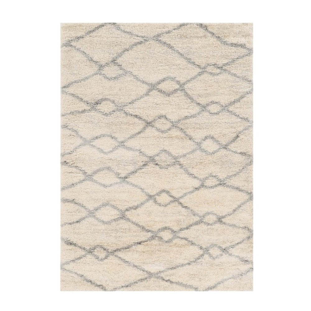 4' X 6' Ivory And Gray Chain Distressed Area Rug