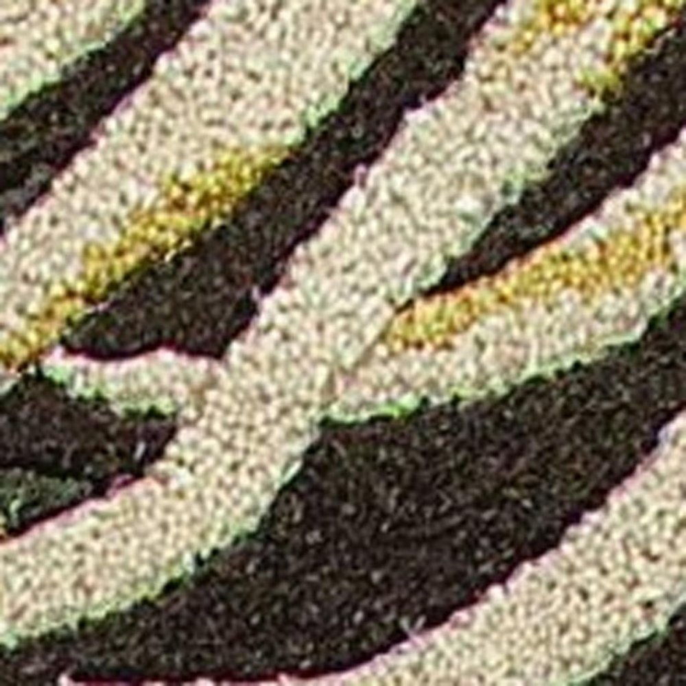 8' Espresso Beige And Green Wool Botanical Leaves Hand Tufted Runner Rug