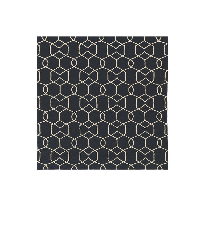 7' X 7' Navy Blue Hand Hooked Area Rug
