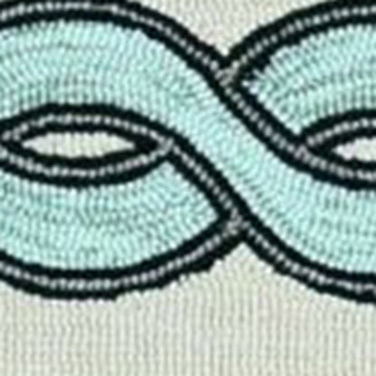 6' X 9' Ivory Light Blue And Gray Geometric Hand Hooked Area Rug