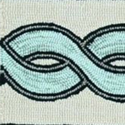 6' X 9' Ivory Light Blue And Gray Geometric Hand Hooked Area Rug
