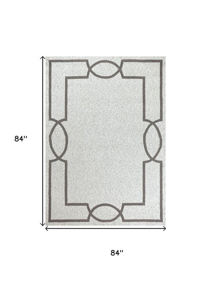 6' X 9' Ivory And Gray Geometric Hand Hooked Area Rug