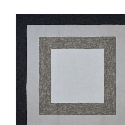 7' X 7' Black And Gray Geometric Hand Hooked Square Rug