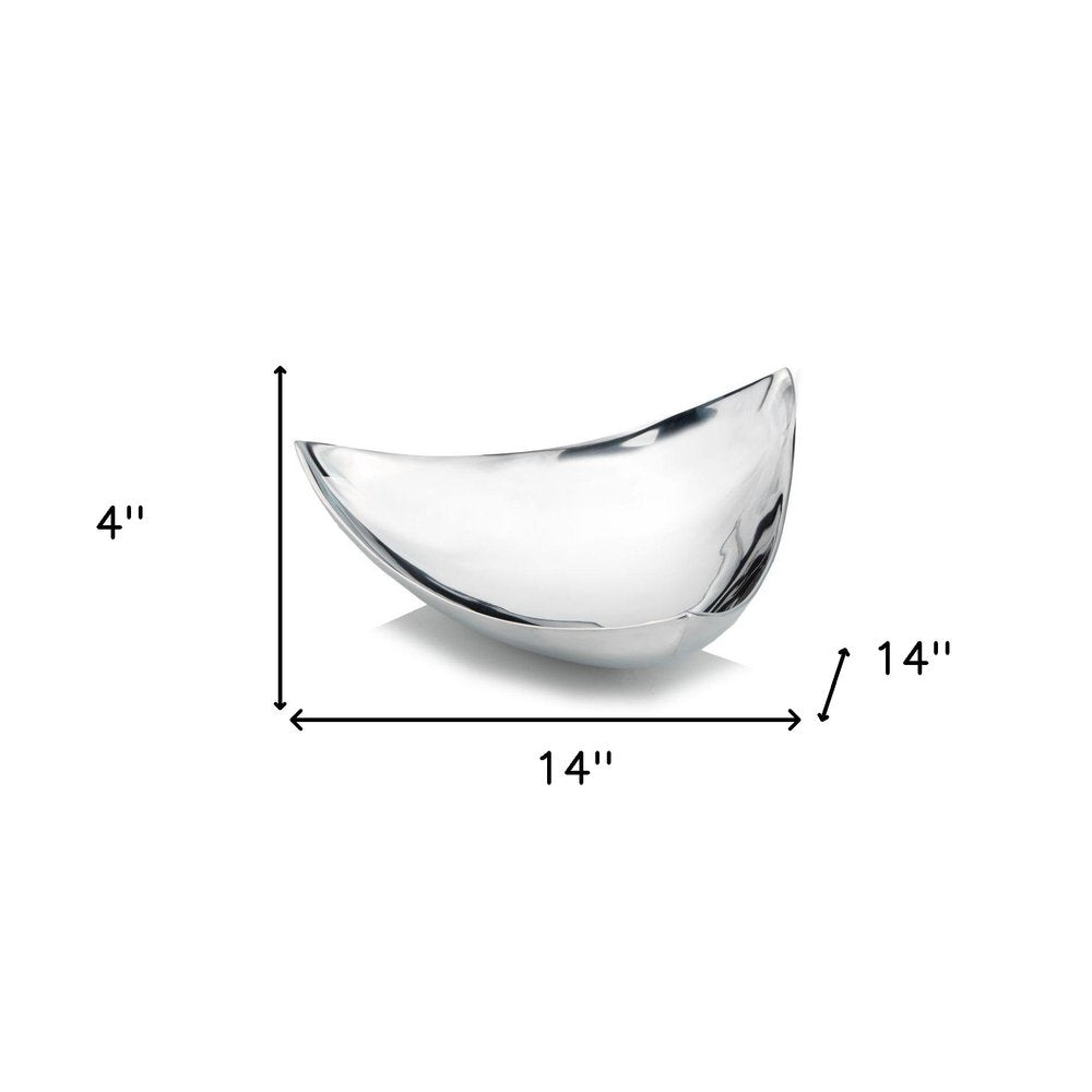 14" Silver And Red Triangular Bowl