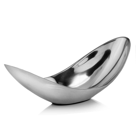 20" Silver Aluminum Contemporary Scoop Decorative Bowl