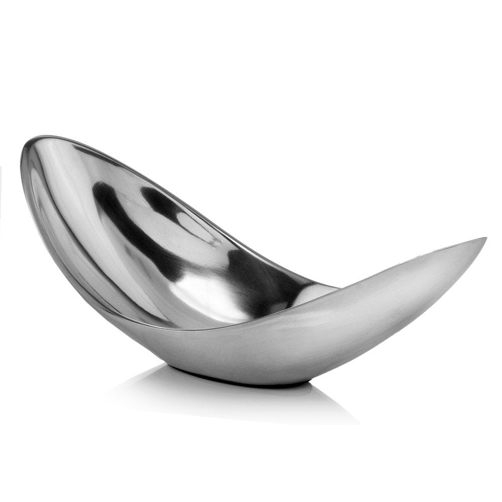 20" Silver Aluminum Contemporary Scoop Decorative Bowl