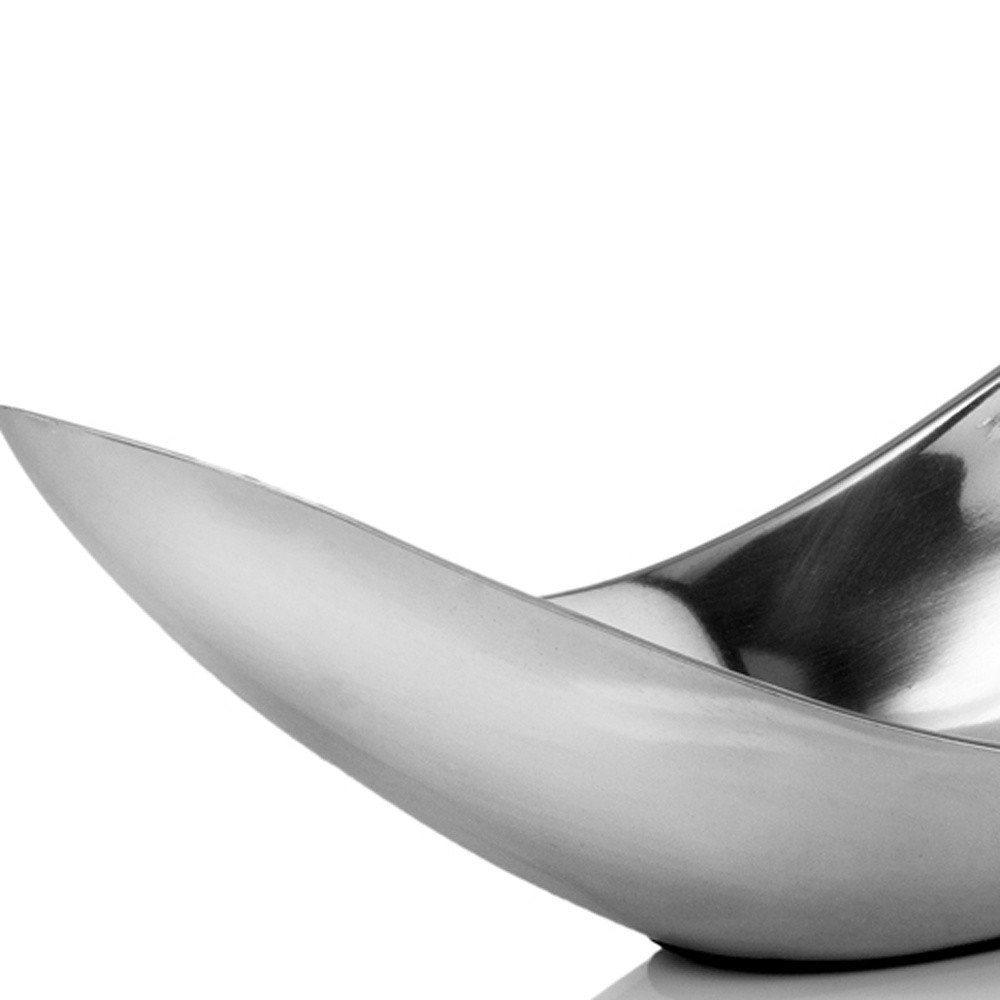 20" Silver Aluminum Contemporary Scoop Decorative Bowl