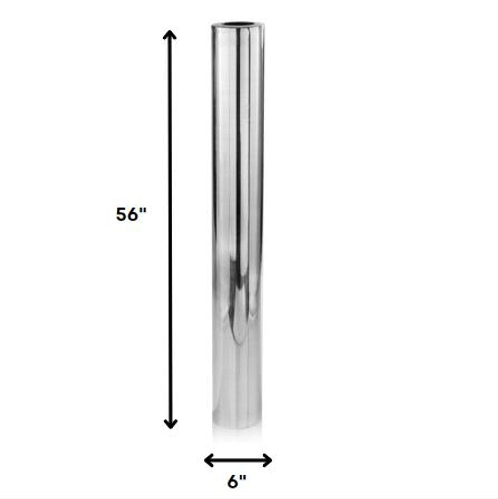40" Silver Aluminum Cylindrical Floor Vase