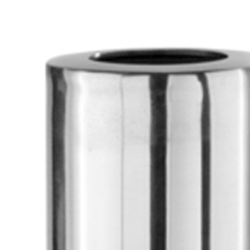 40" Silver Aluminum Cylindrical Floor Vase