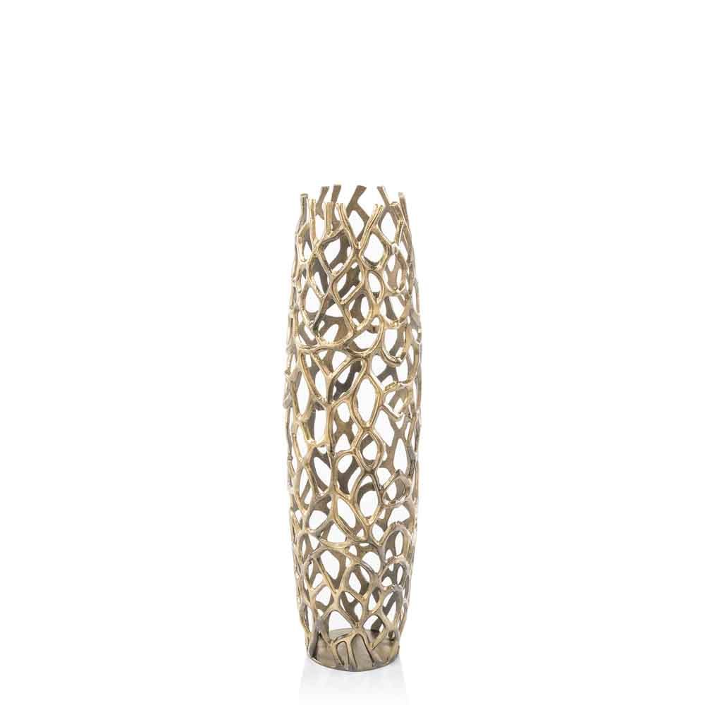 40" Aluminum Silver Twigs Cylinder Floor Vase