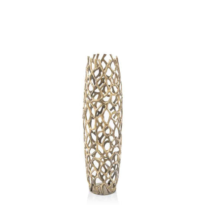 40" Aluminum Silver Twigs Cylinder Floor Vase